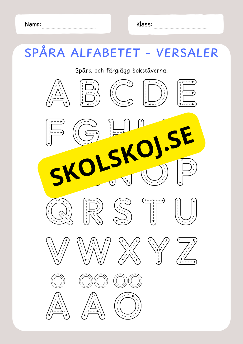 Jag lär mig skriva bokstäver
