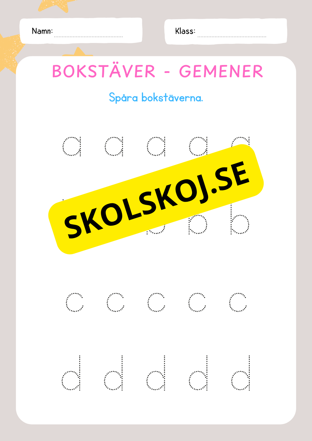 Jag lär mig skriva bokstäver