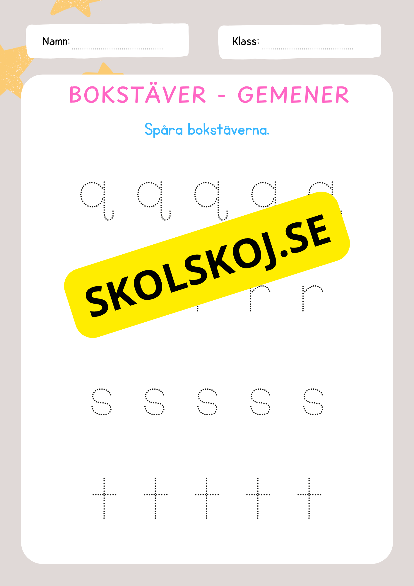 Jag lär mig skriva bokstäver