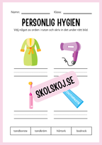 Jag lär mig skriva - Tema personlig hygien (24 sidor)