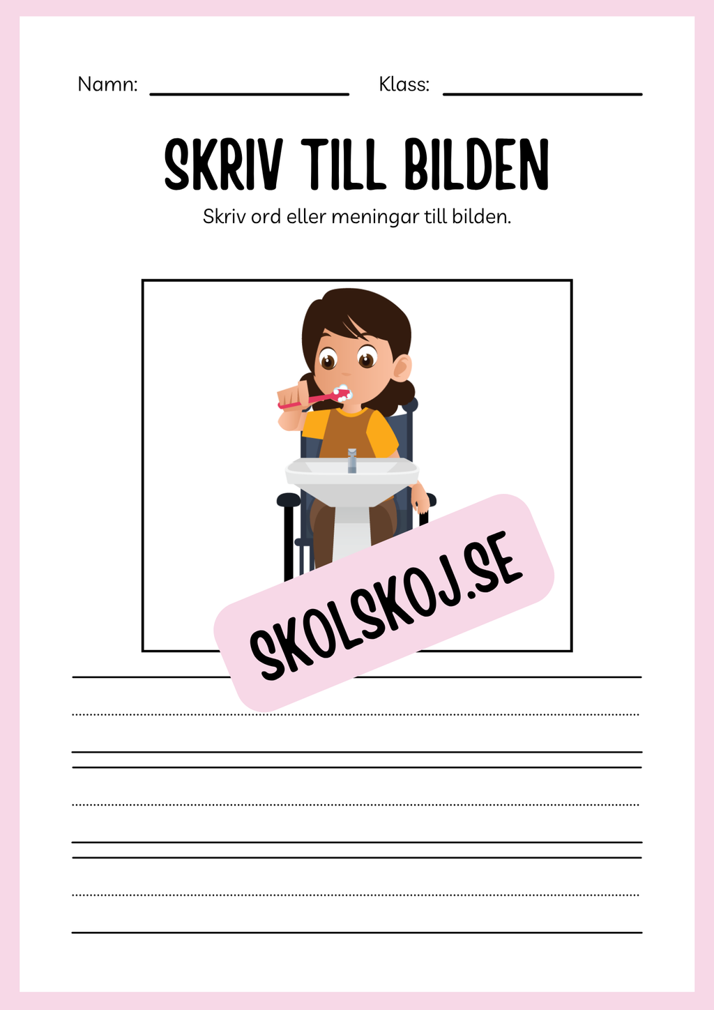 Jag lär mig skriva - Tema personlig hygien (24 sidor)