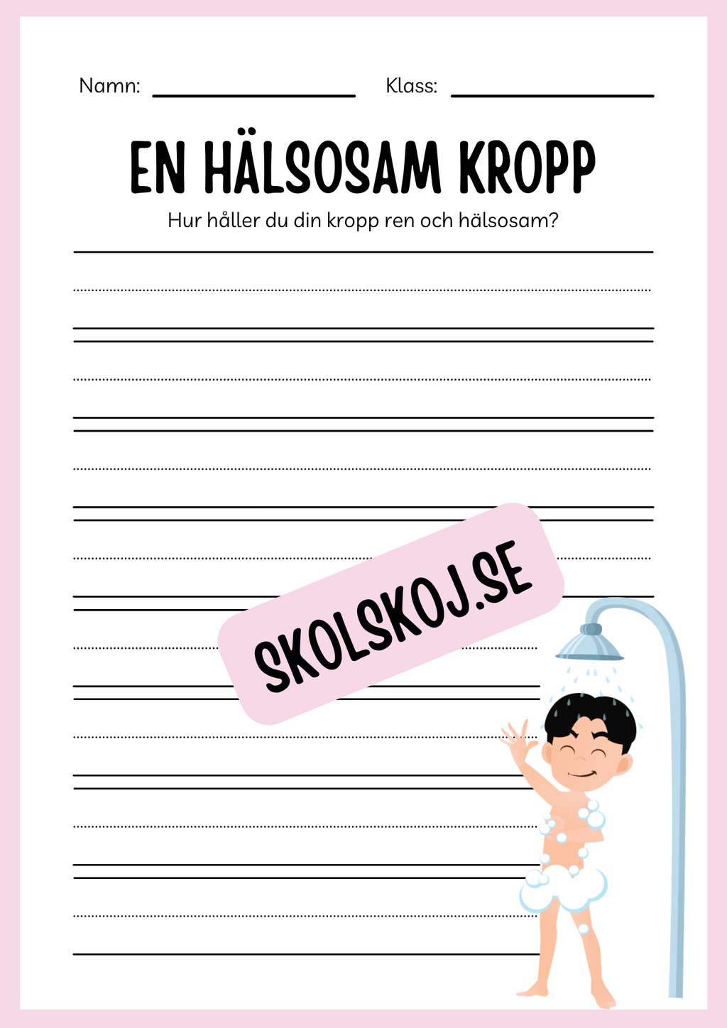 Jag lär mig skriva - Tema personlig hygien (24 sidor)