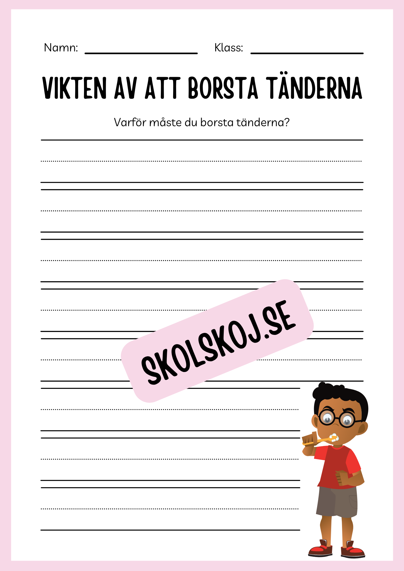 Jag lär mig skriva - Tema personlig hygien (24 sidor)