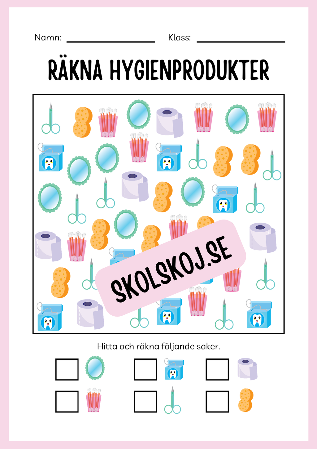 Jag lär mig skriva - Tema personlig hygien (24 sidor)