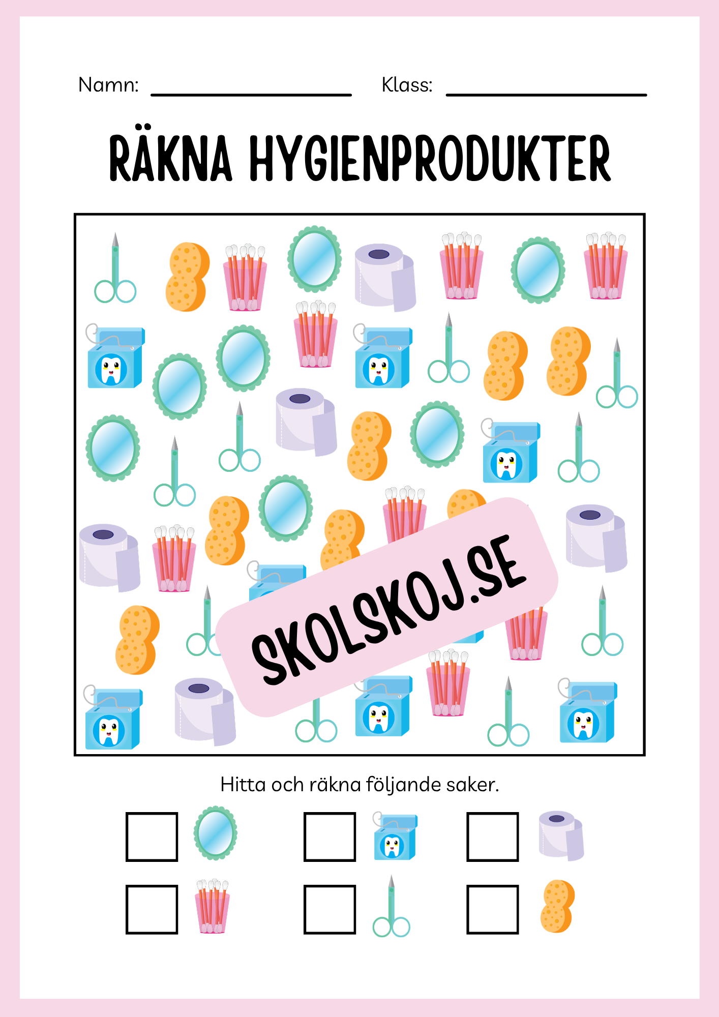 Jag lär mig skriva - Tema personlig hygien (24 sidor)