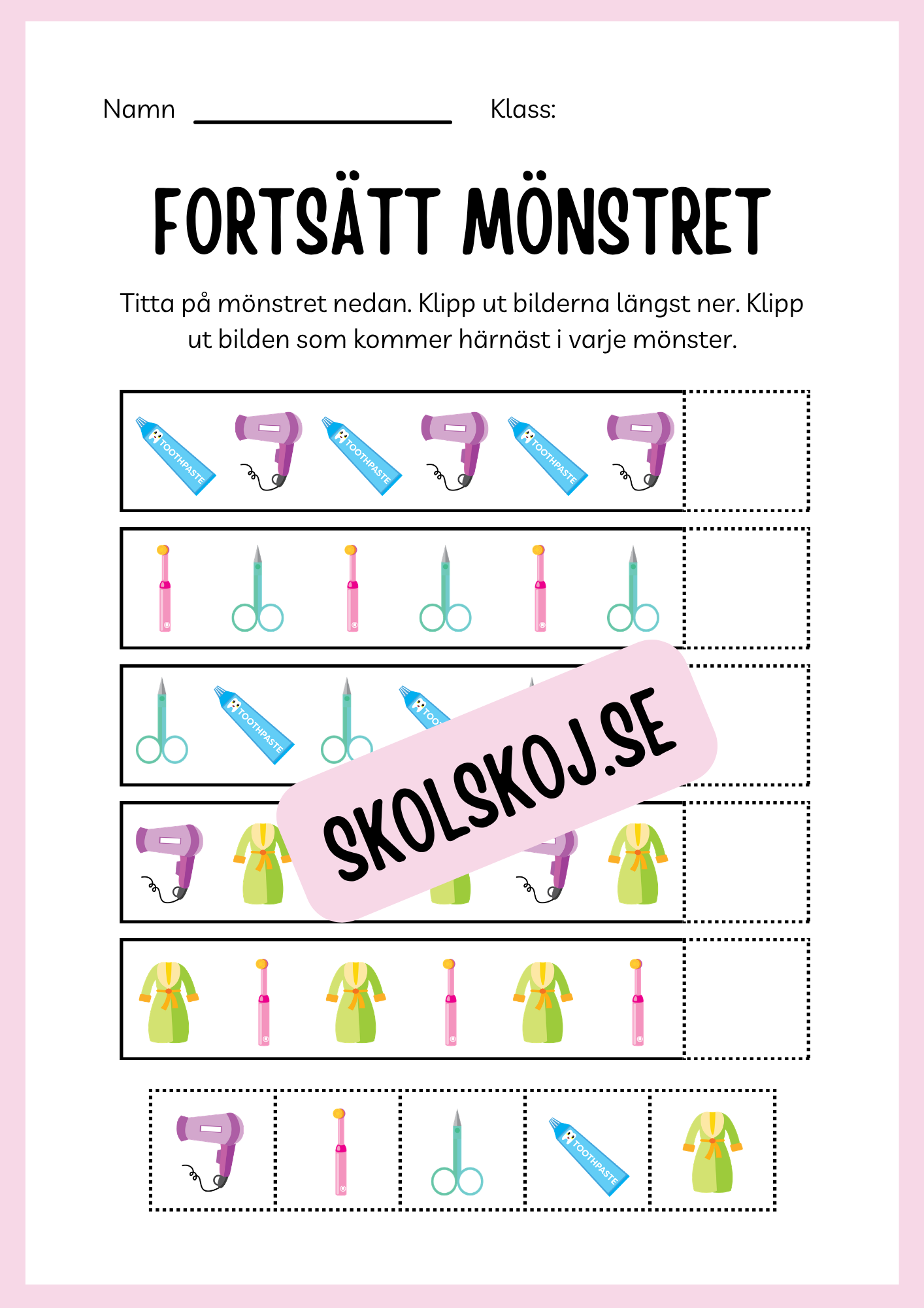 Jag lär mig skriva - Tema personlig hygien (24 sidor)