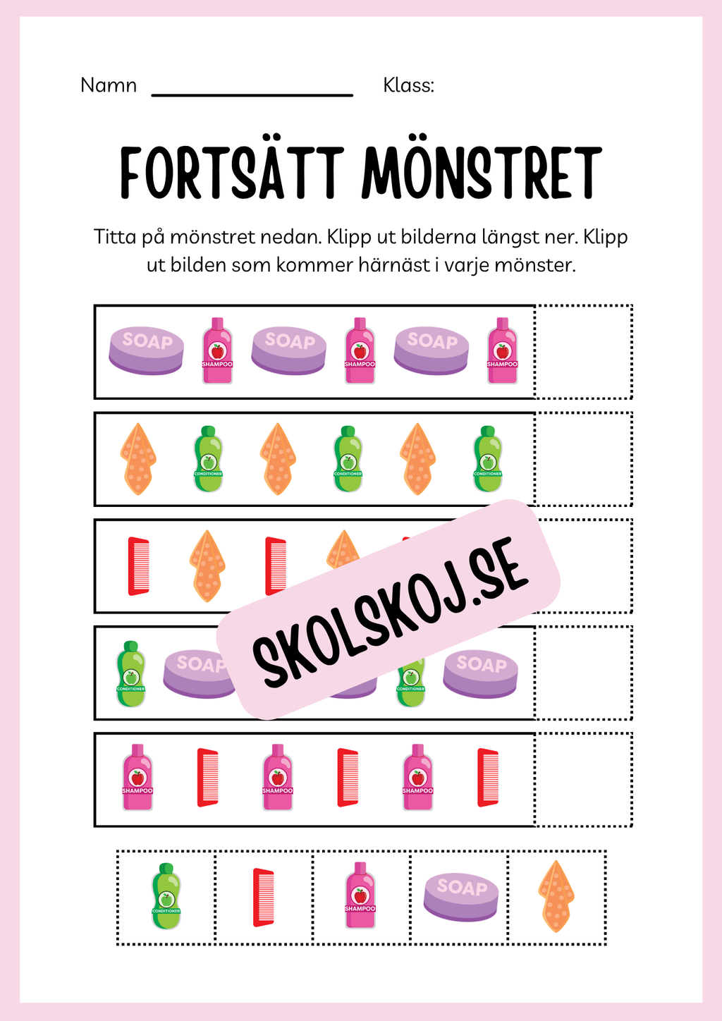 Jag lär mig skriva - Tema personlig hygien (24 sidor)