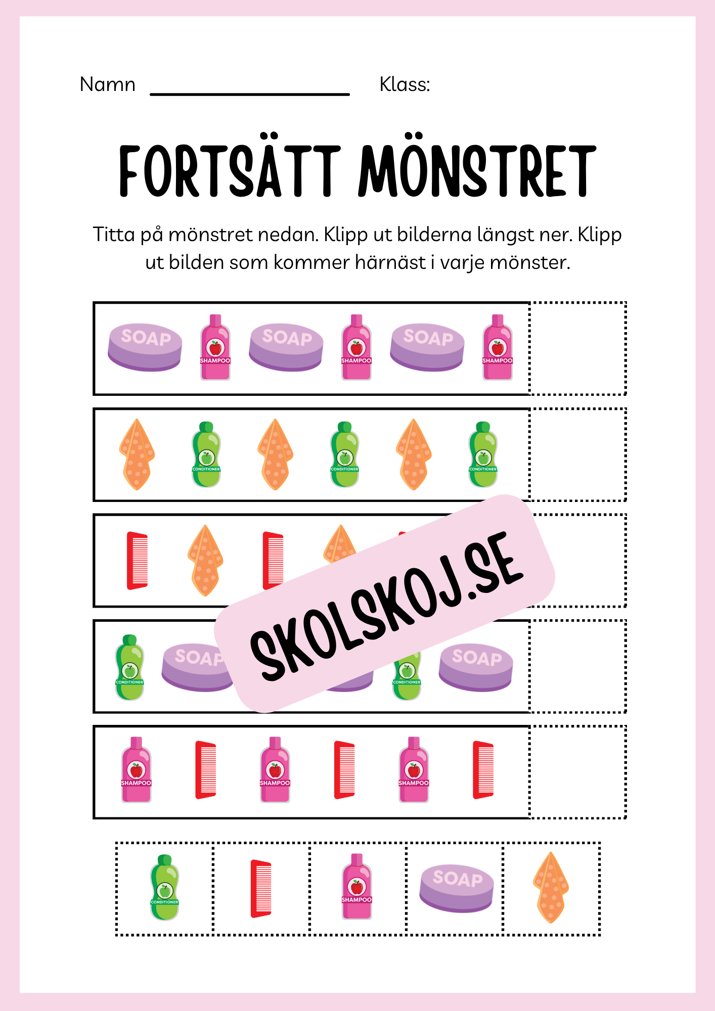 Jag lär mig skriva - Tema personlig hygien (24 sidor)