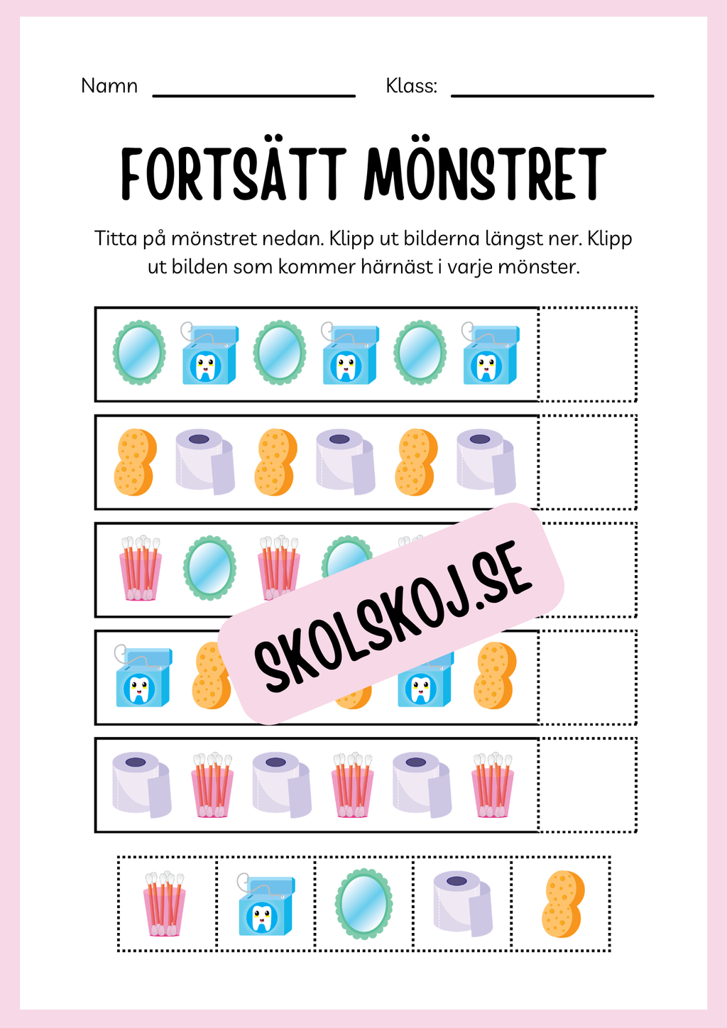 Jag lär mig skriva - Tema personlig hygien (24 sidor)