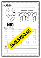 Jag lär mig skriva siffror 0 - 10