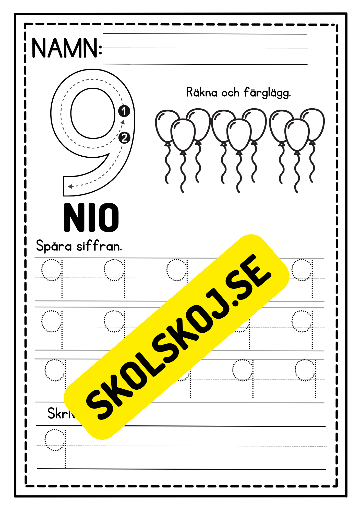Jag lär mig skriva siffror 0 - 10