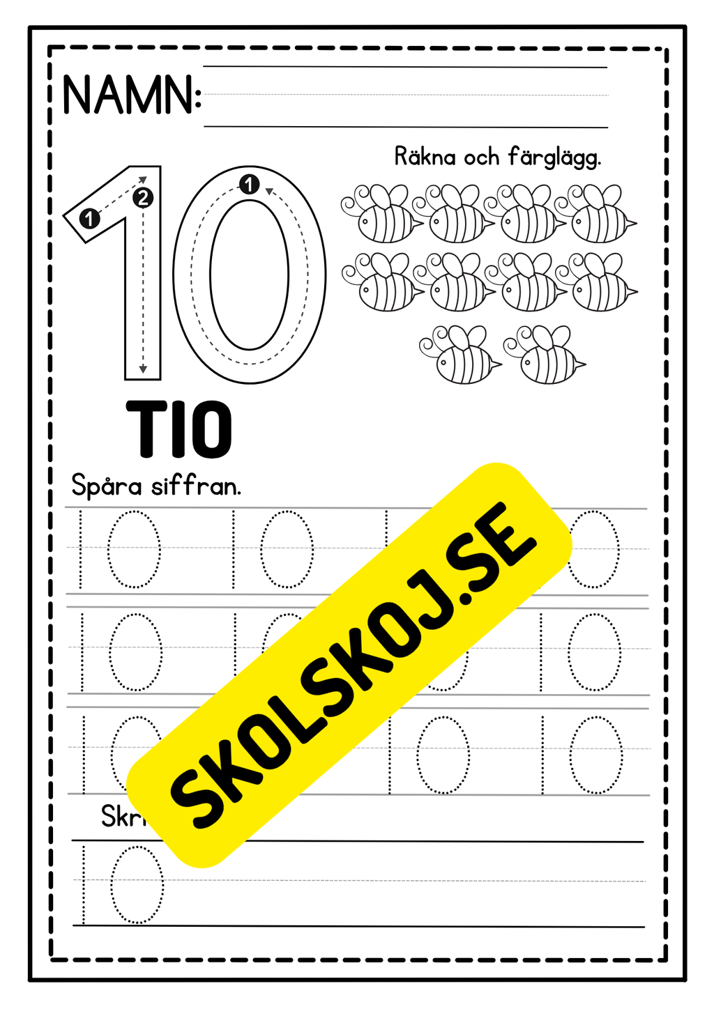 Jag lär mig skriva siffror 0 - 10