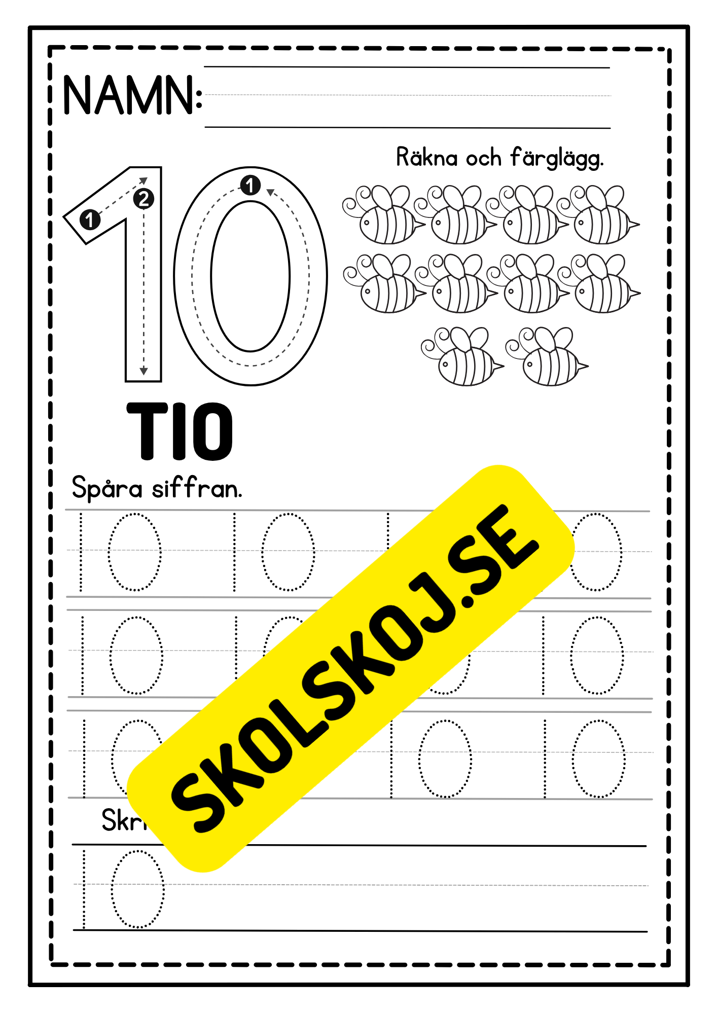 Jag lär mig skriva siffror 0 - 10
