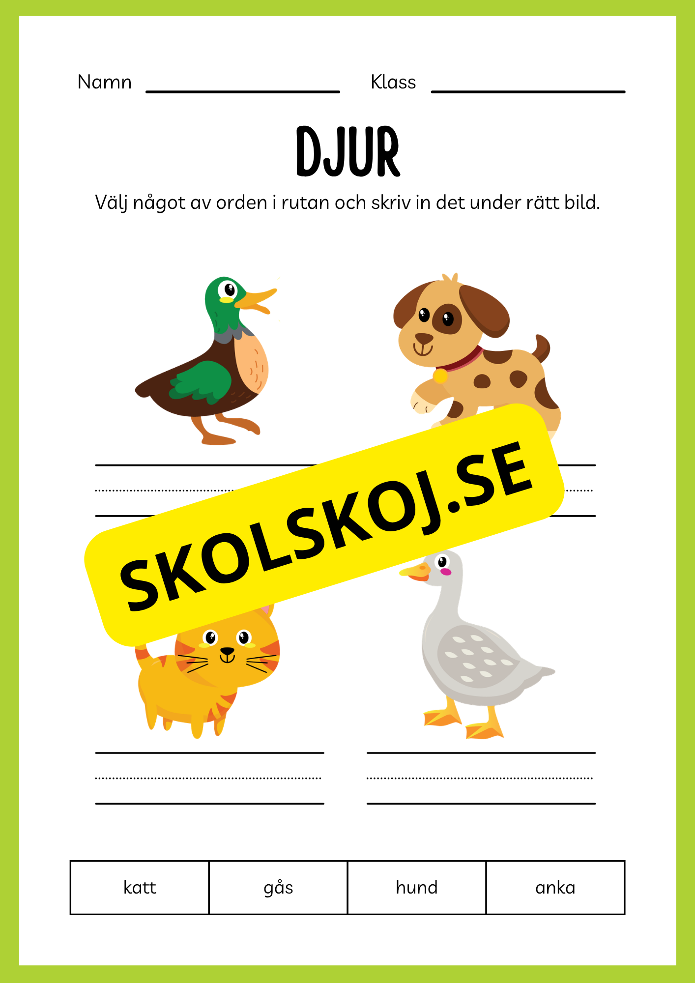 Jag lär mig skriva - Tema djur (33 sidor)