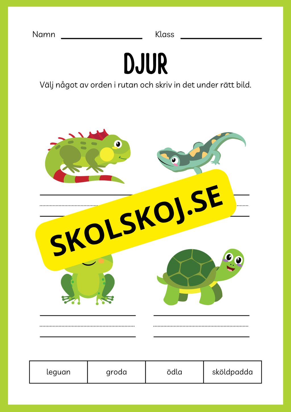 Jag lär mig skriva - Tema djur (33 sidor)