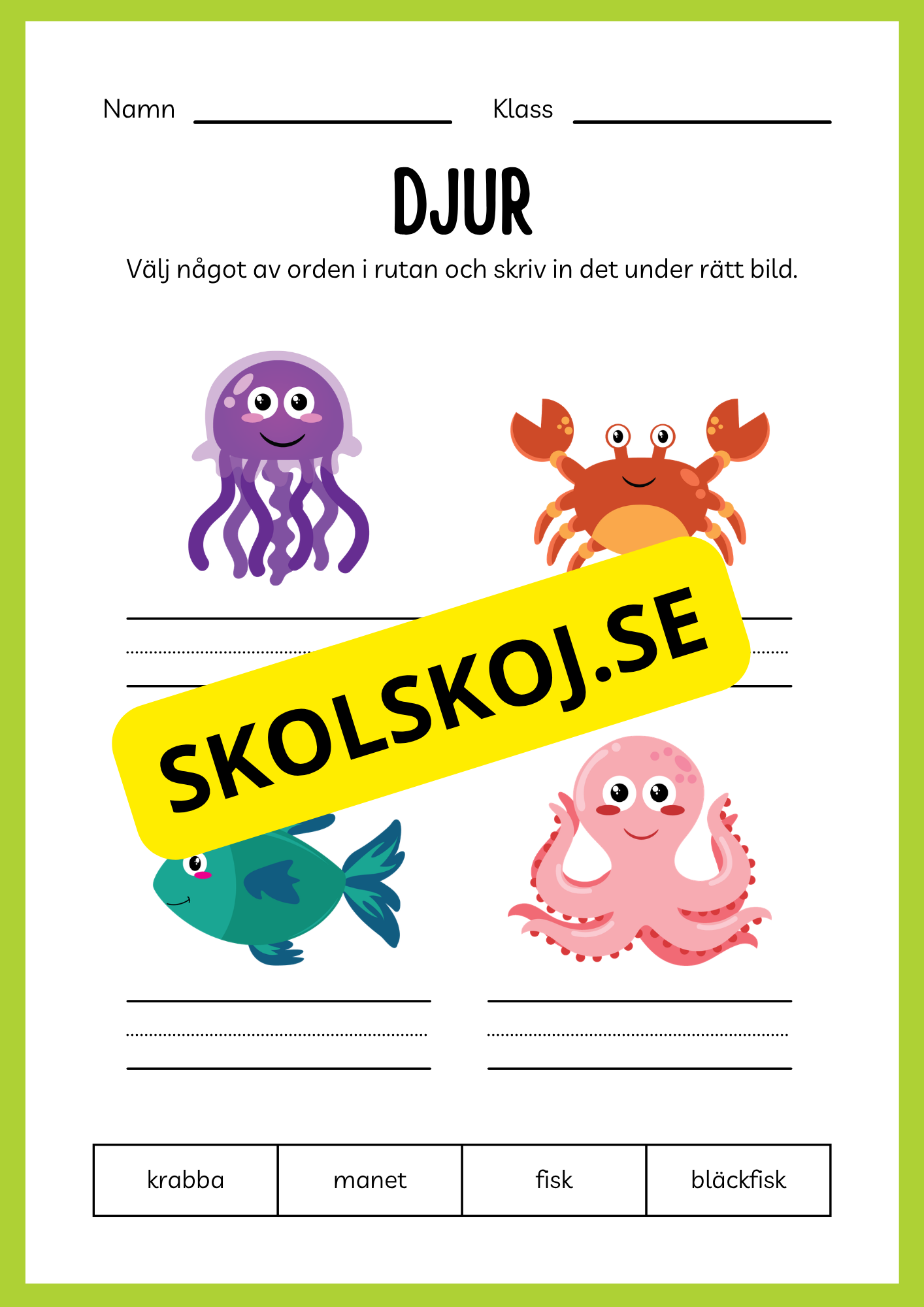 Jag lär mig skriva - Tema djur (33 sidor)