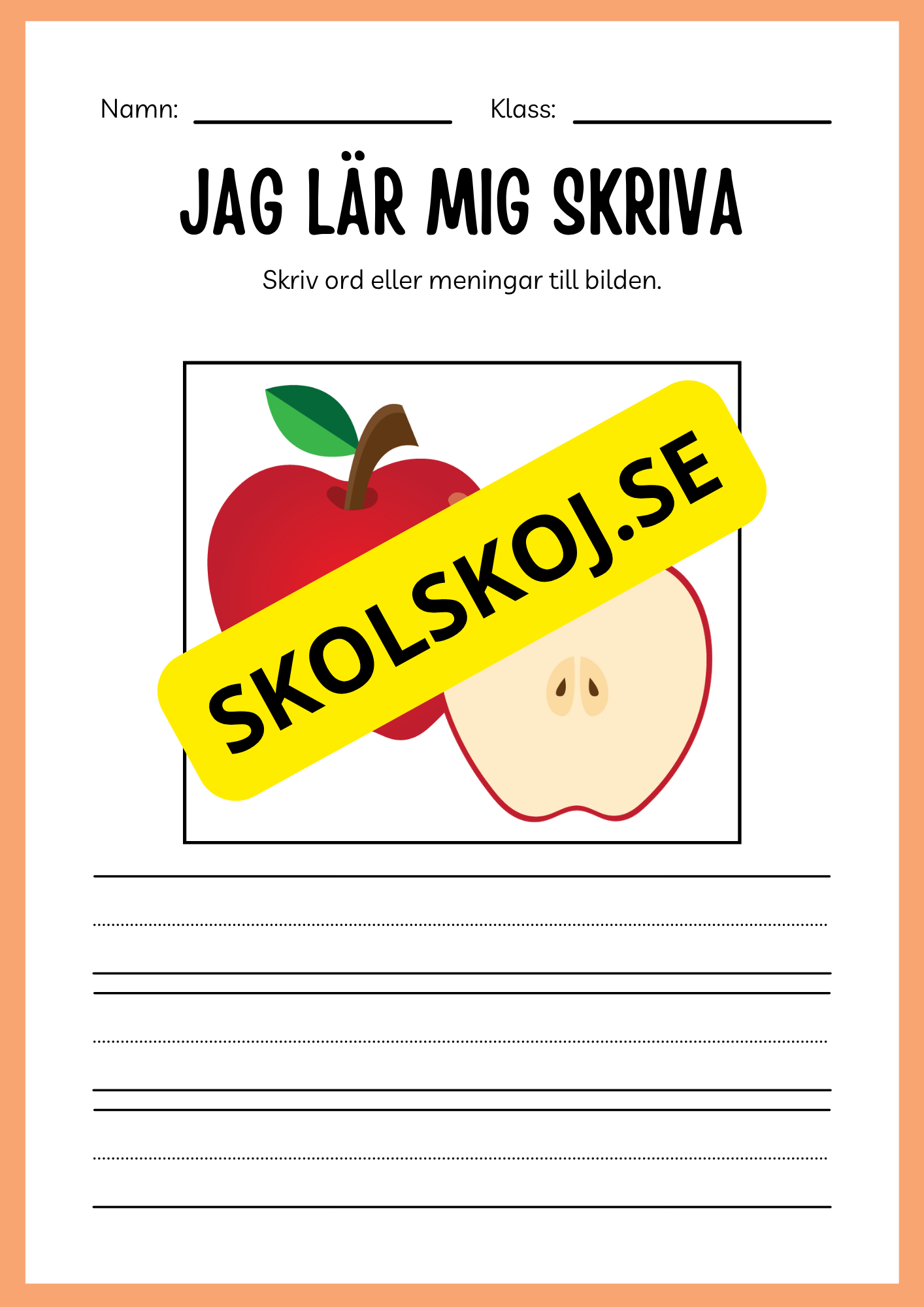 Jag lär mig skriva - Tema frukter (23 sidor)