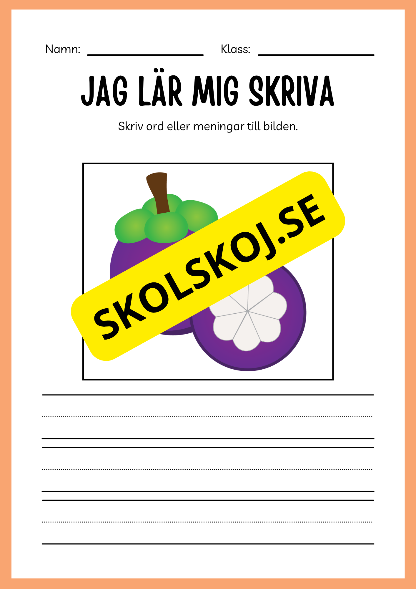 Jag lär mig skriva - Tema frukter (23 sidor)
