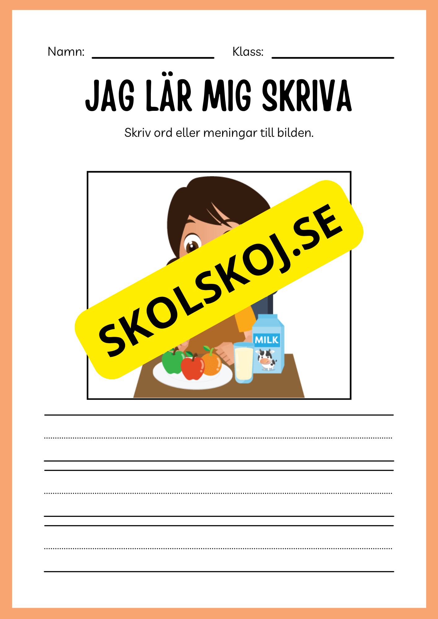Jag lär mig skriva - Tema frukter (23 sidor)
