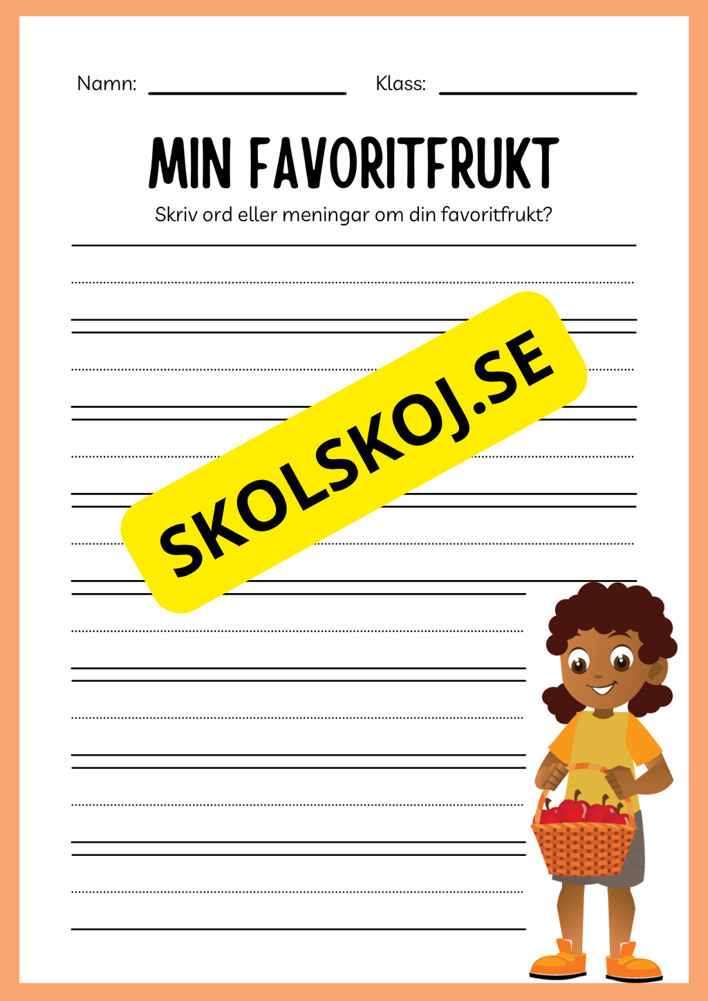 Jag lär mig skriva - Tema frukter (23 sidor)