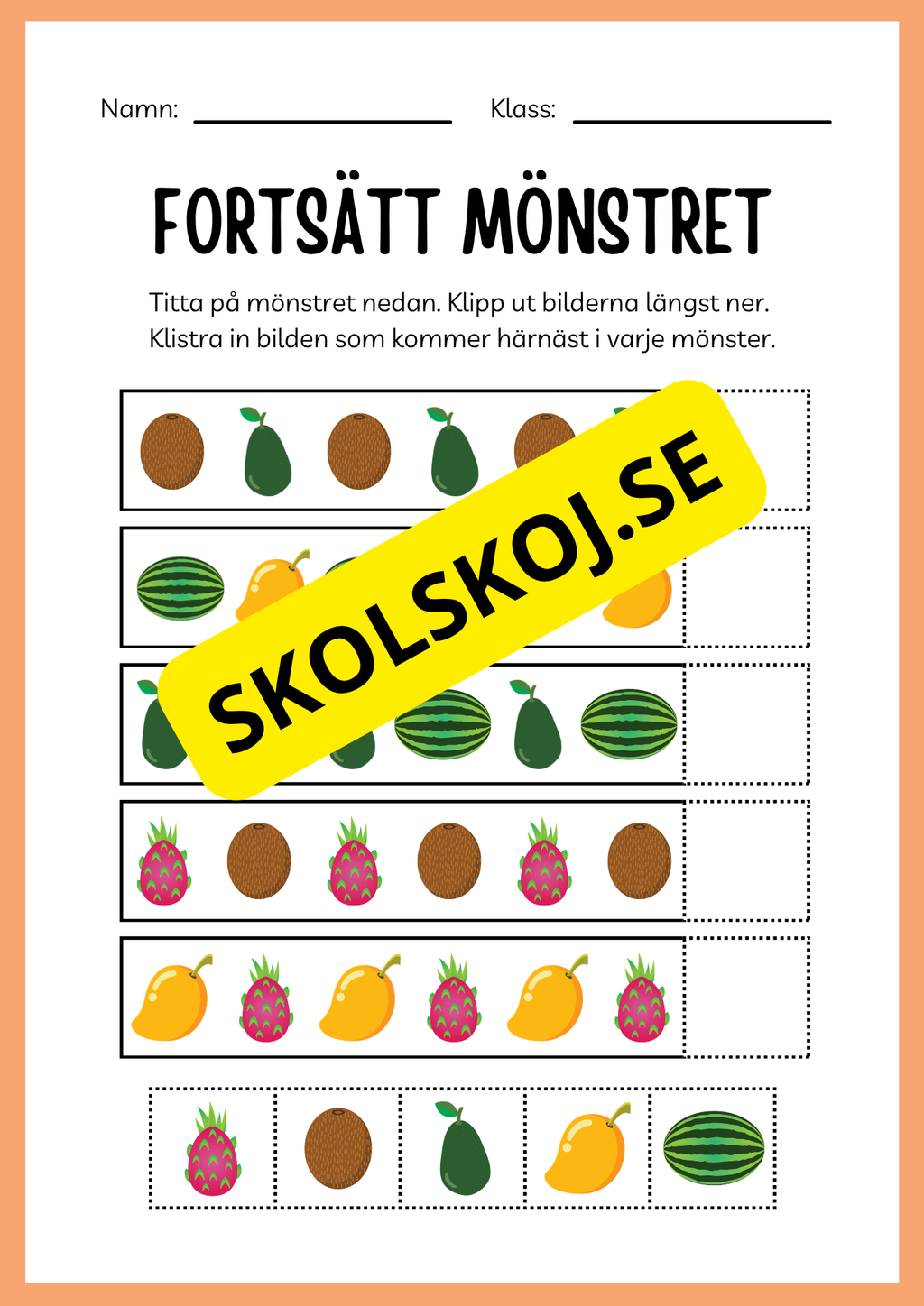 Jag lär mig skriva - Tema frukter (23 sidor)