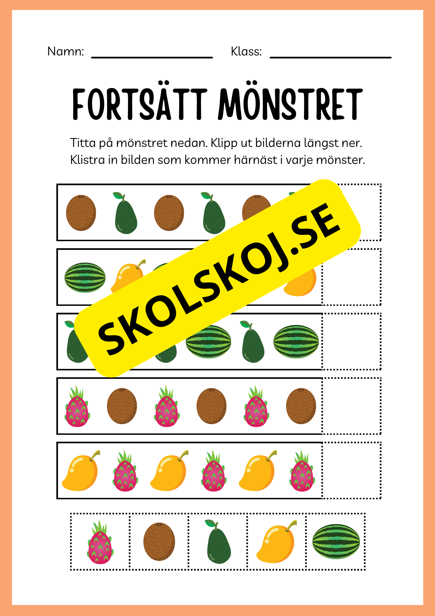 Jag lär mig skriva - Tema frukter (23 sidor)