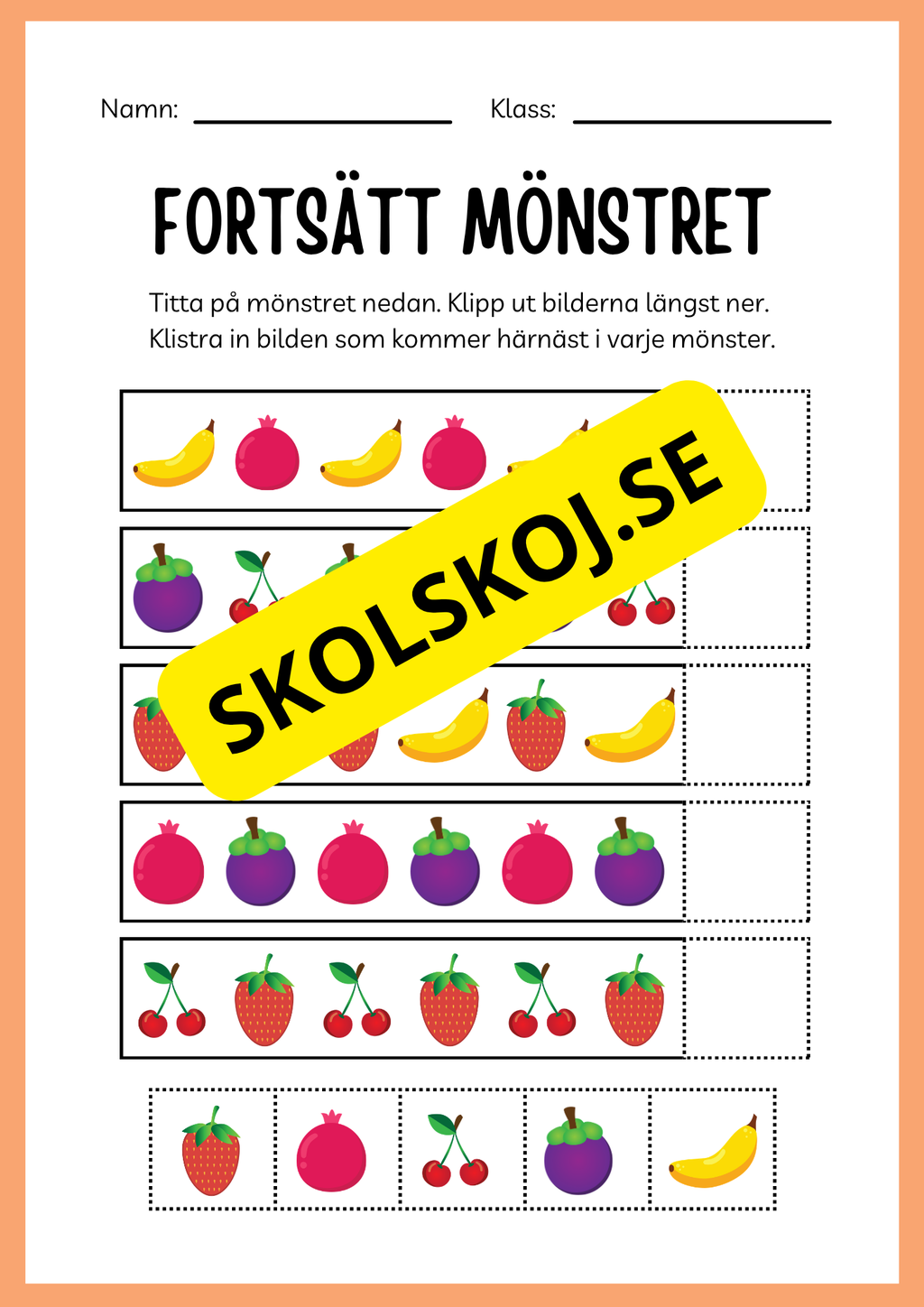 Jag lär mig skriva - Tema frukter (23 sidor)