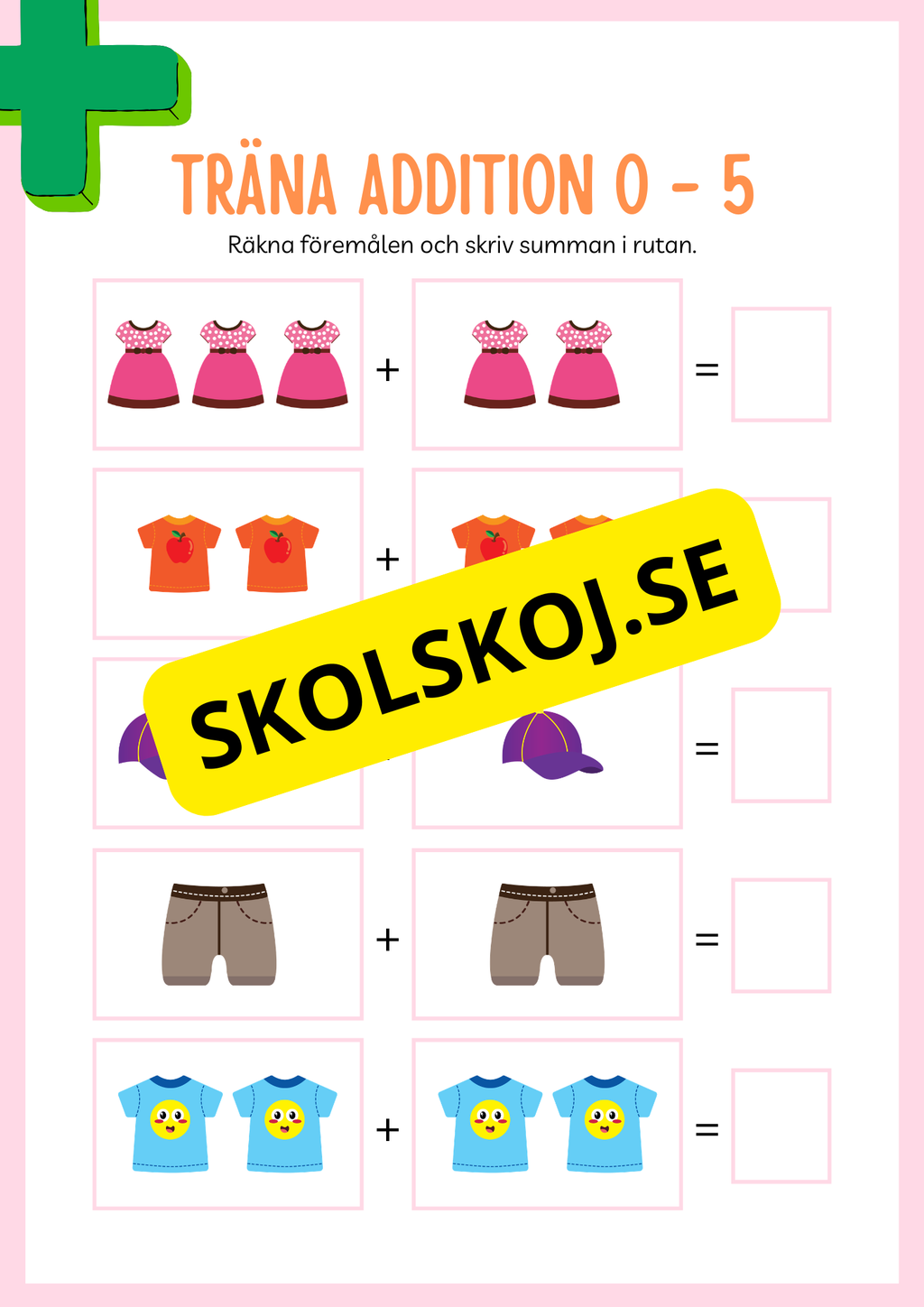 Jag tränar addition (21 sidor) - Förskola - Årskurs 3