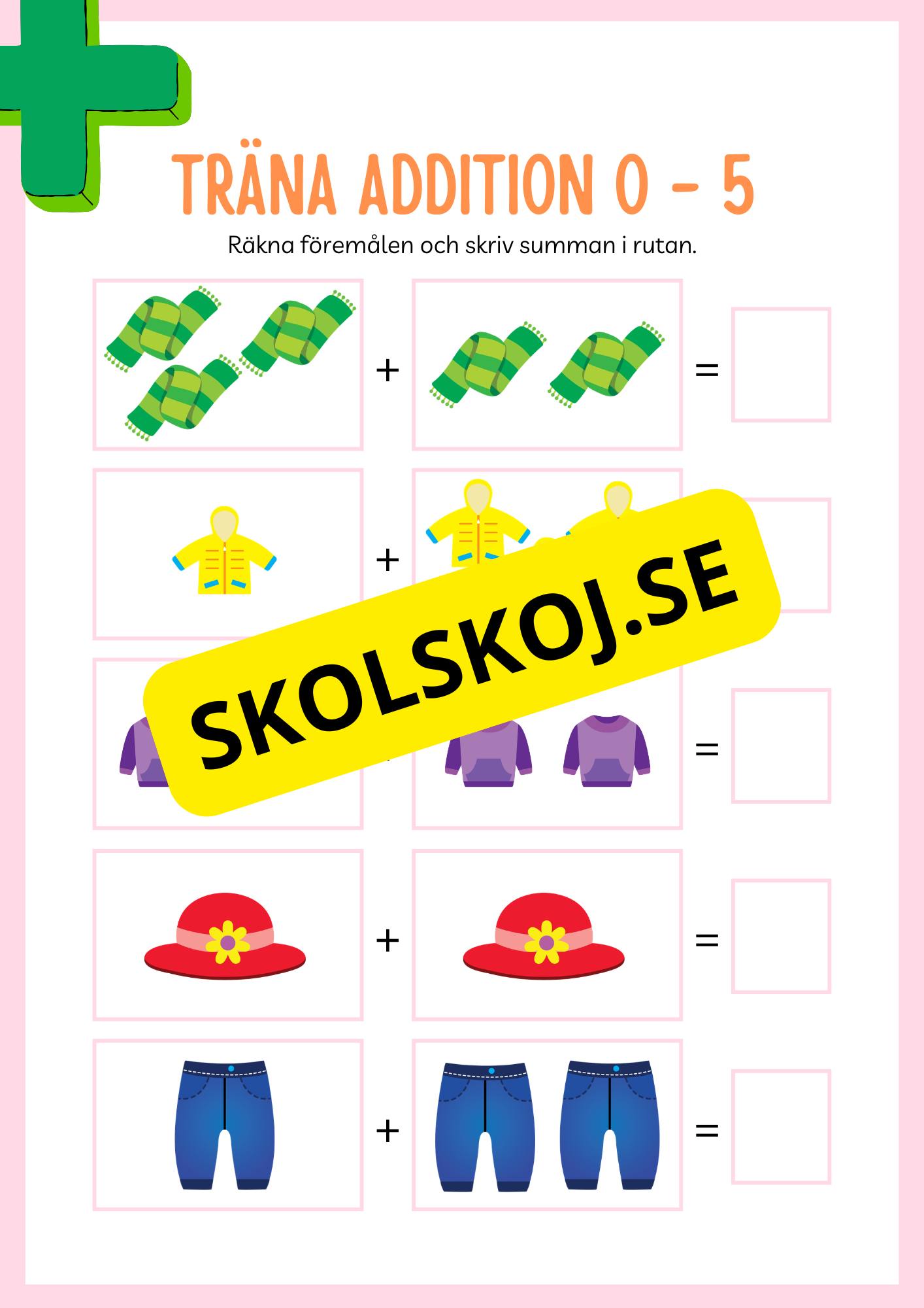 Jag tränar addition (21 sidor) - Förskola - Årskurs 3