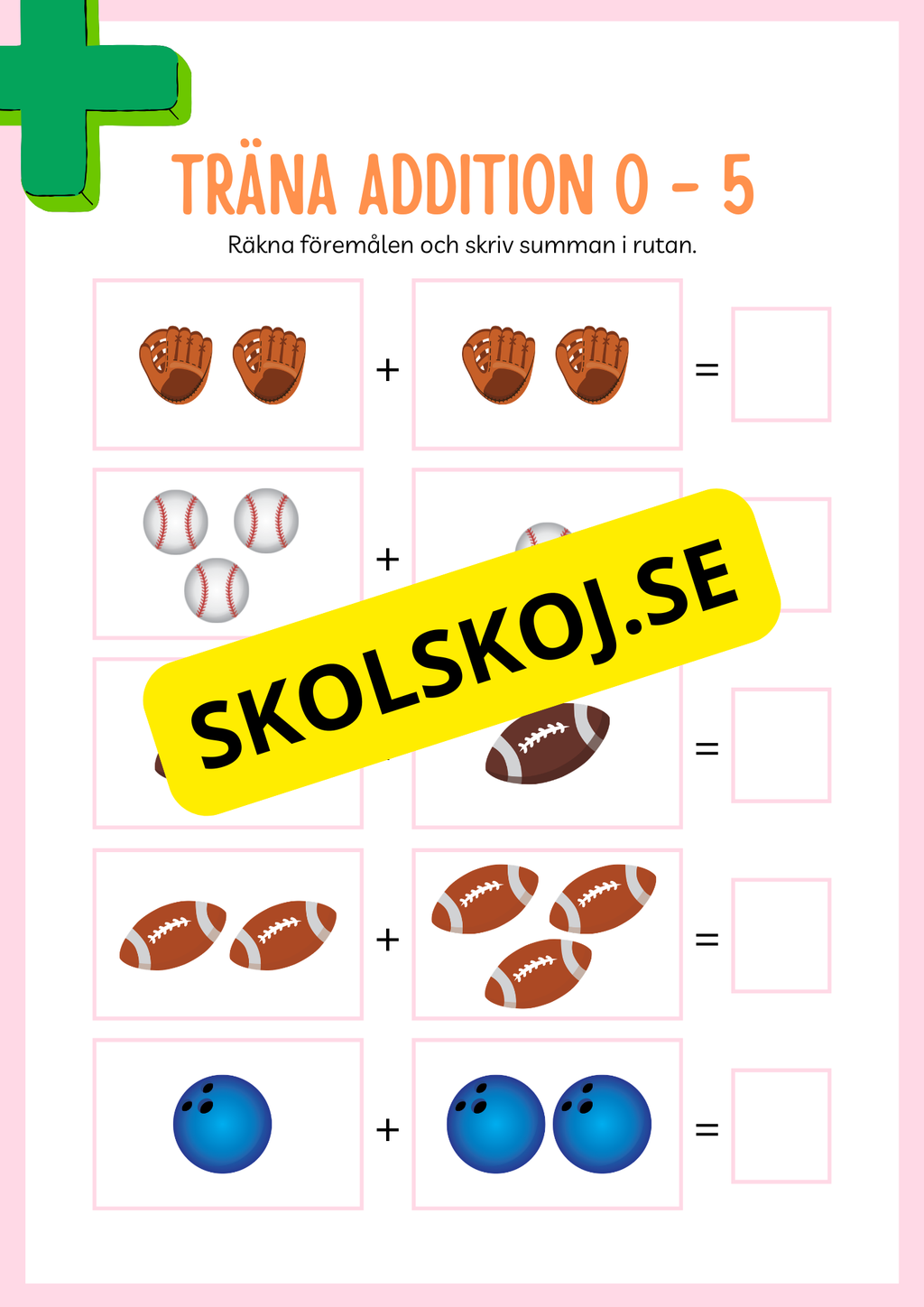 Jag tränar addition (21 sidor) - Förskola - Årskurs 3