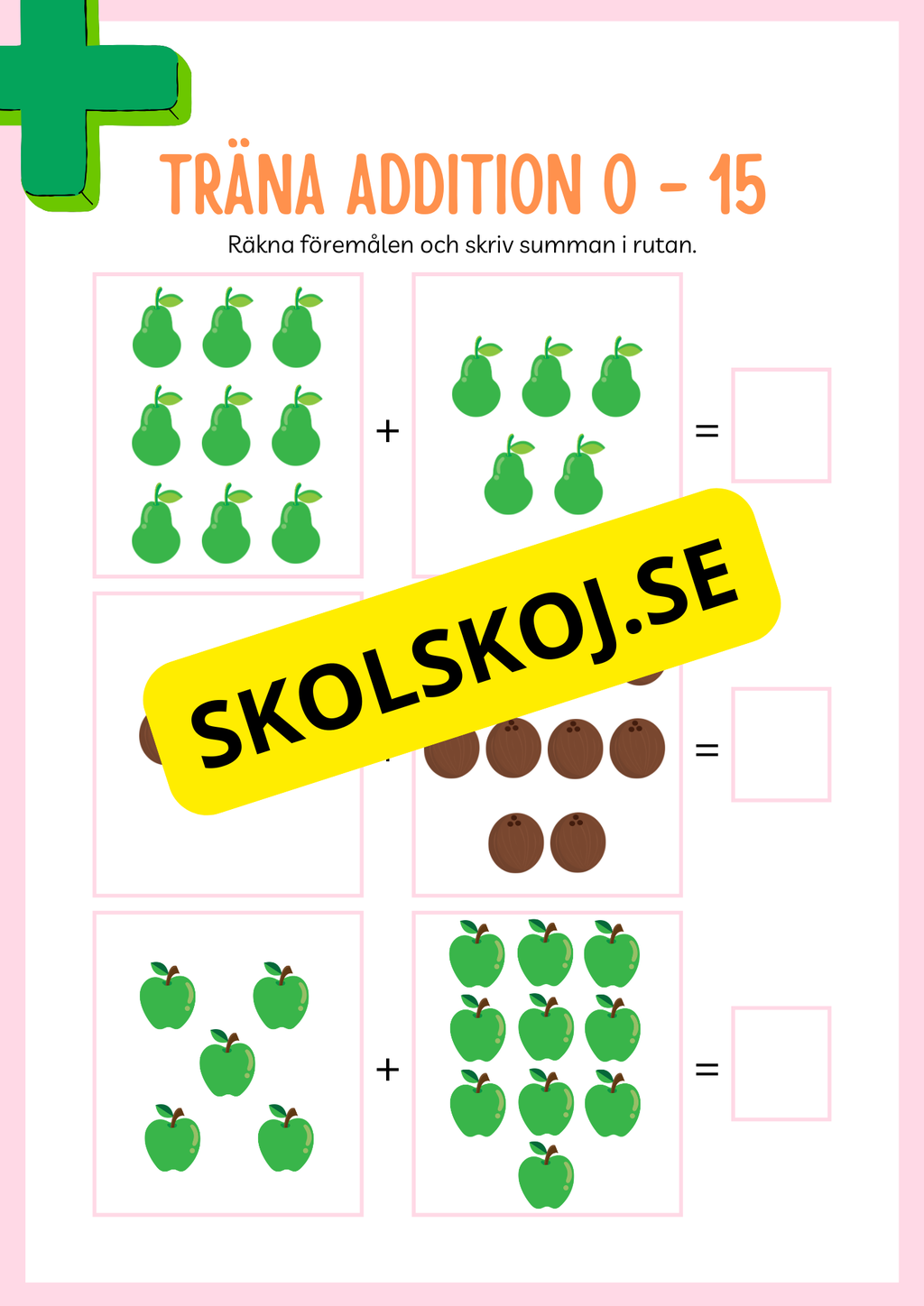 Jag tränar addition (21 sidor) - Förskola - Årskurs 3