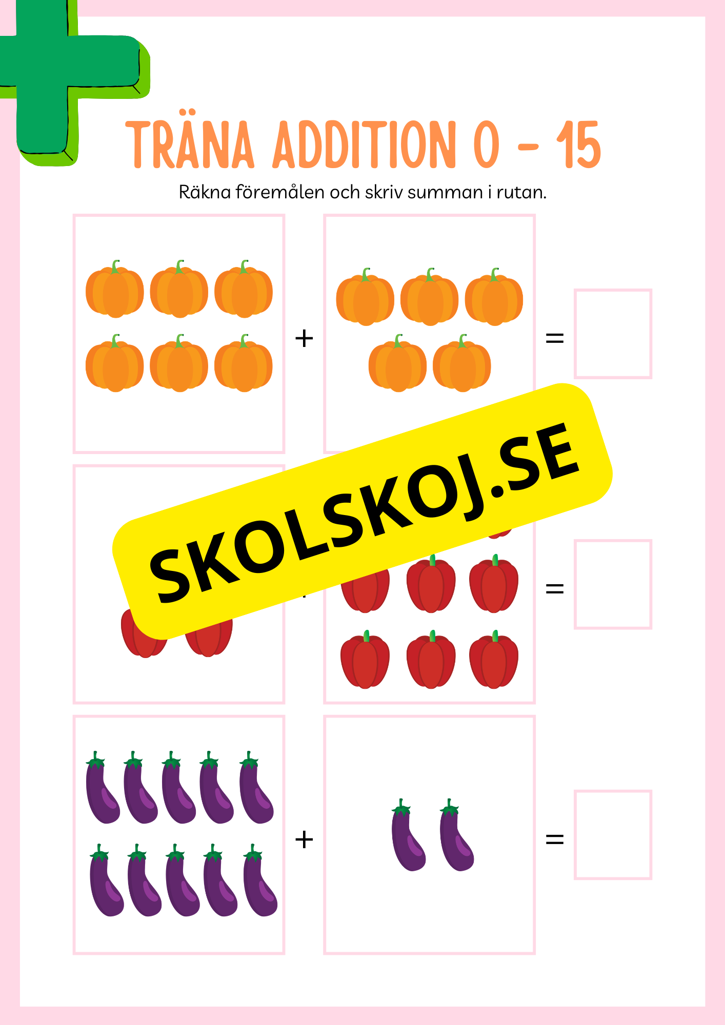 Jag tränar addition (21 sidor) - Förskola - Årskurs 3