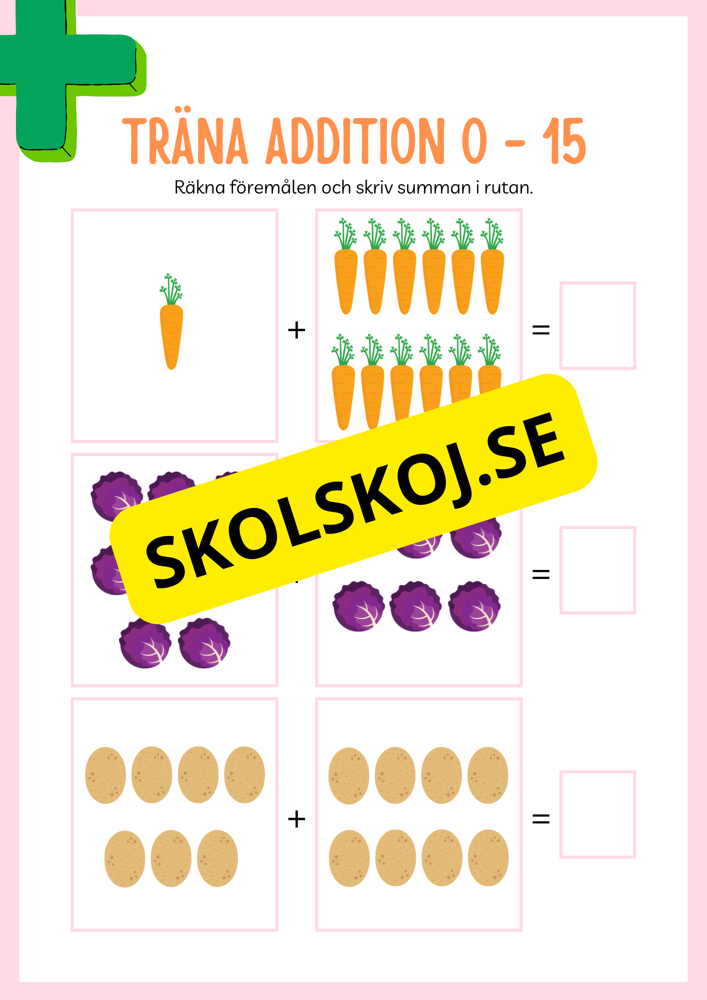 Jag tränar addition (21 sidor) - Förskola - Årskurs 3