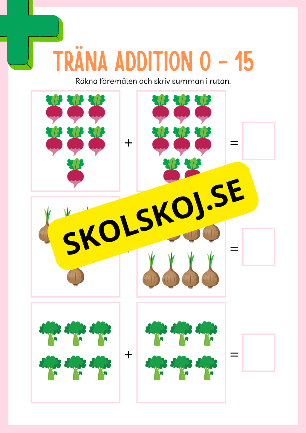 Jag tränar addition (21 sidor) - Förskola - Årskurs 3