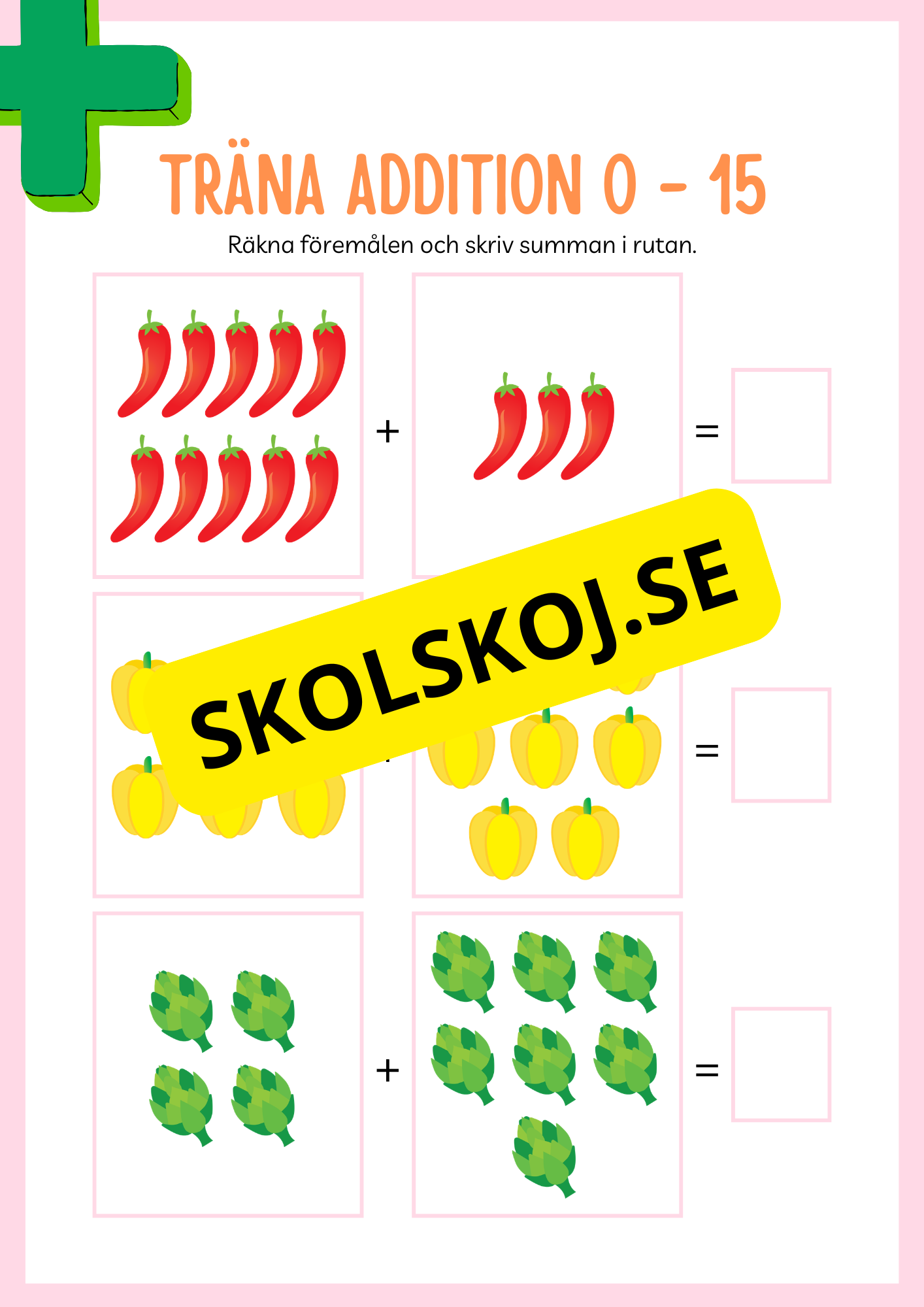 Jag tränar addition (21 sidor) - Förskola - Årskurs 3