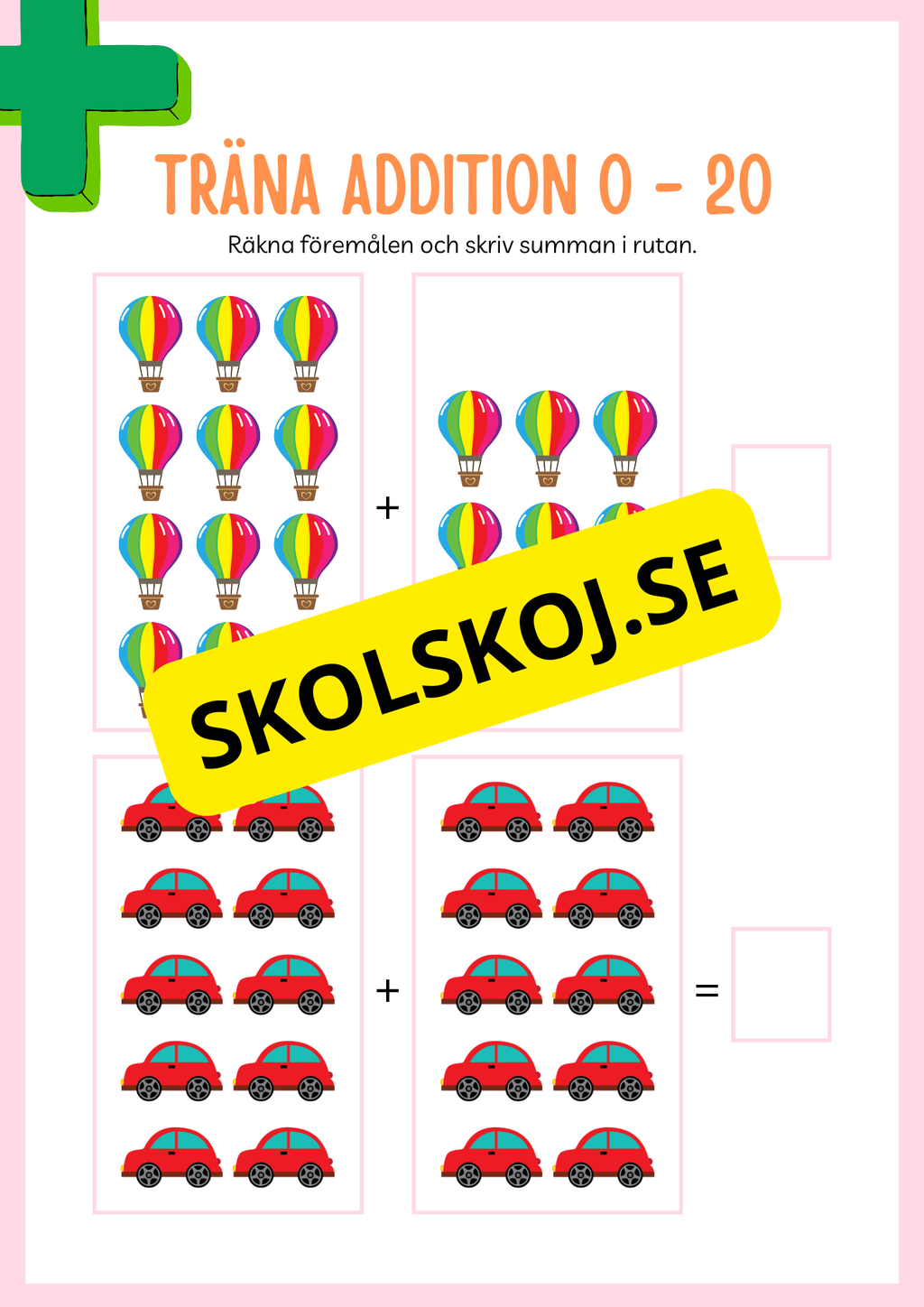 Jag tränar addition (21 sidor) - Förskola - Årskurs 3