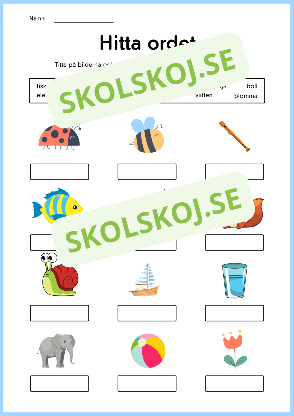 Jag tränar på ord