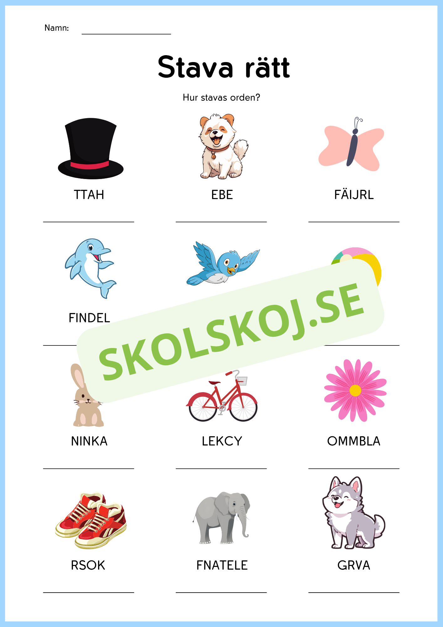 Jag tränar på ord