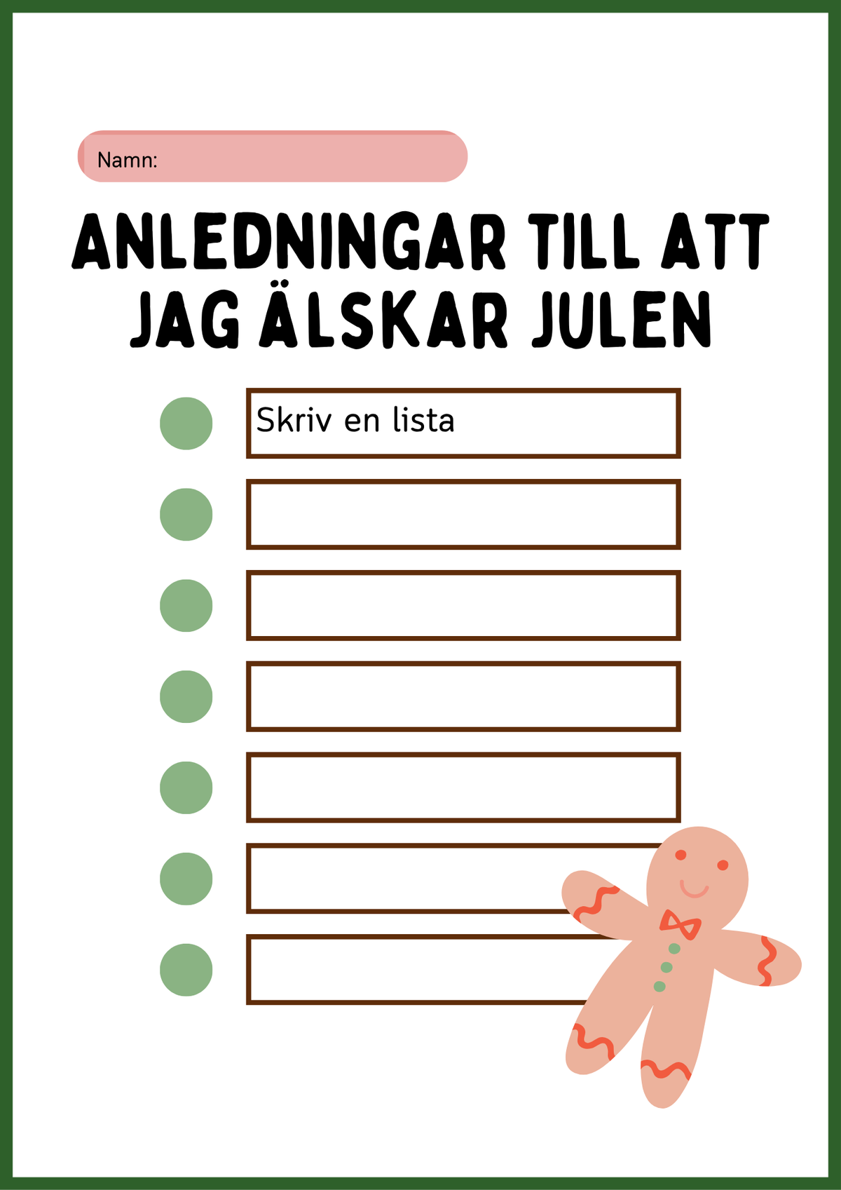 Julens skrivuppgifter
