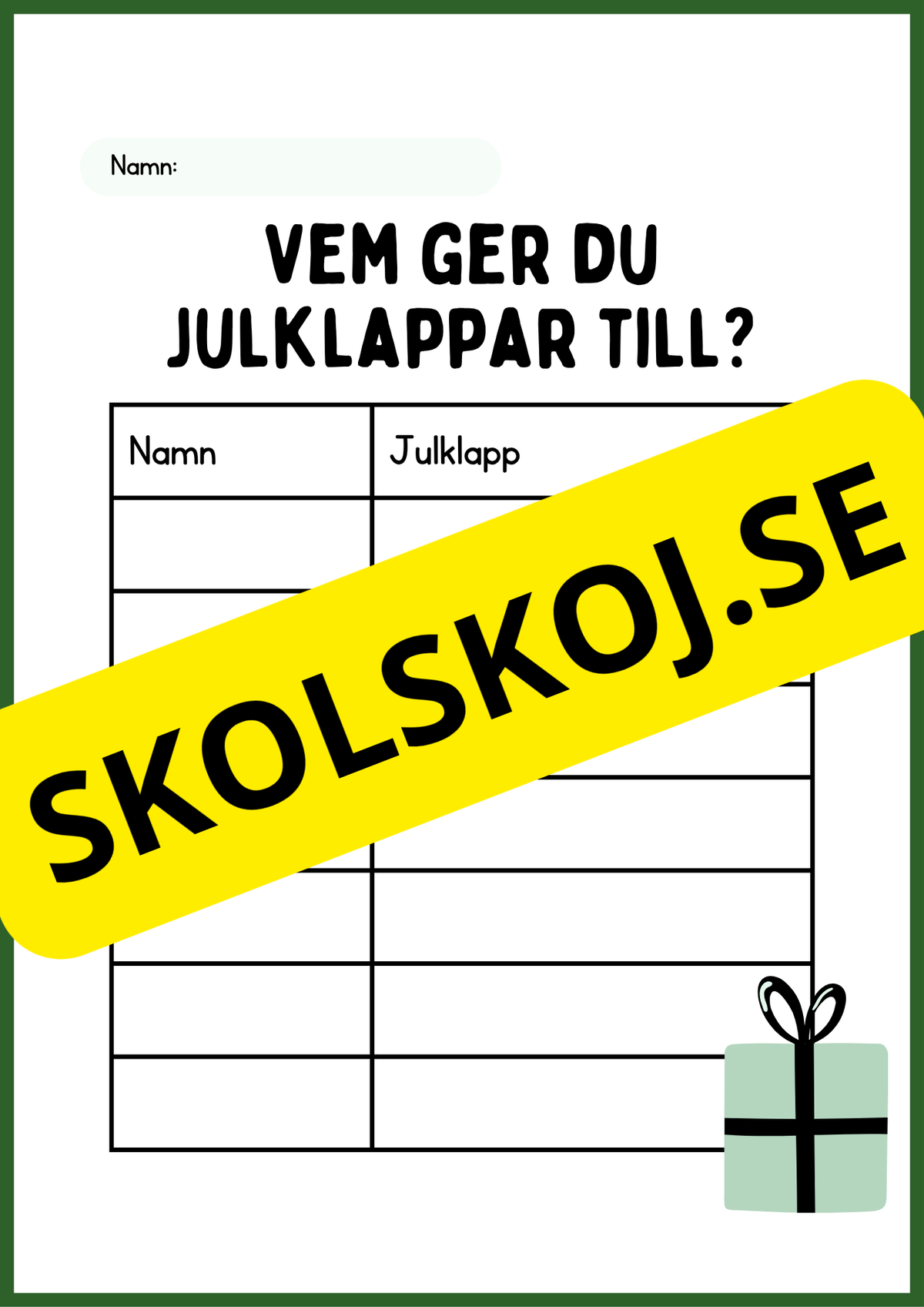 Julens skrivuppgifter