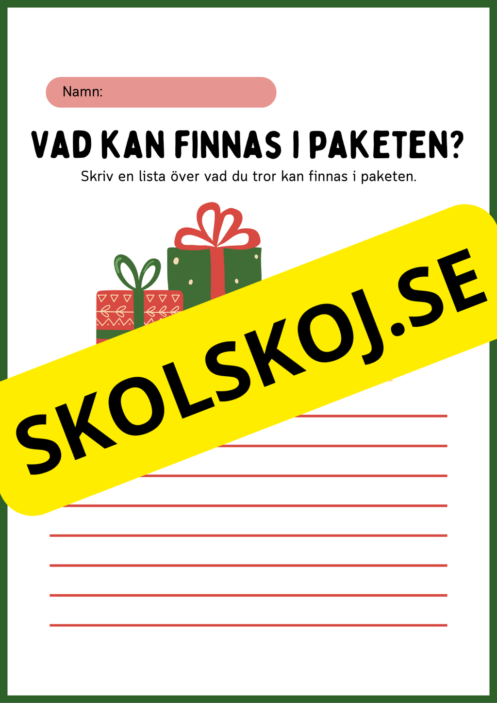 Julens skrivuppgifter