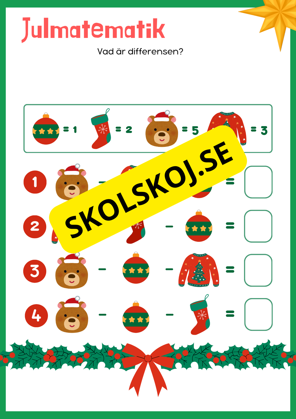 Julmatematik - Addition och subtraktion