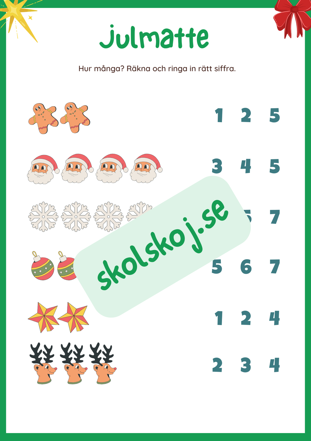Julmatte - Förskoleklass - Årskurs 1