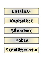 Klassrumsbibliotek skyltar