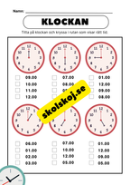 Analoga klockan - Träna klockan - 17 sidor