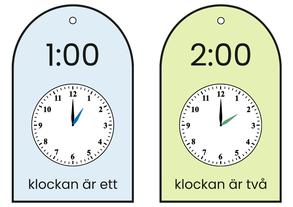 Klockan – hela timmar (kort)