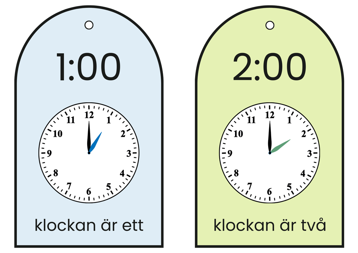 Klockan – hela timmar (kort)