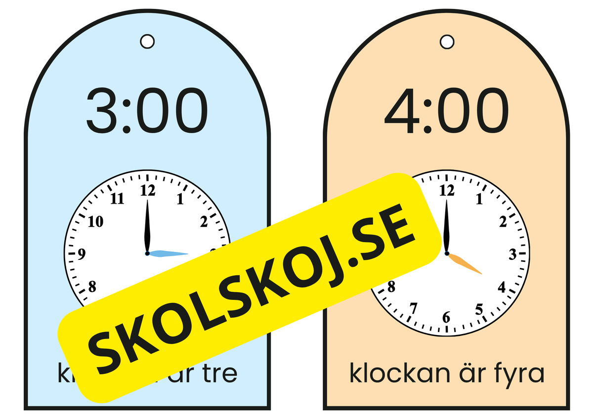 Klockan – hela timmar (kort)