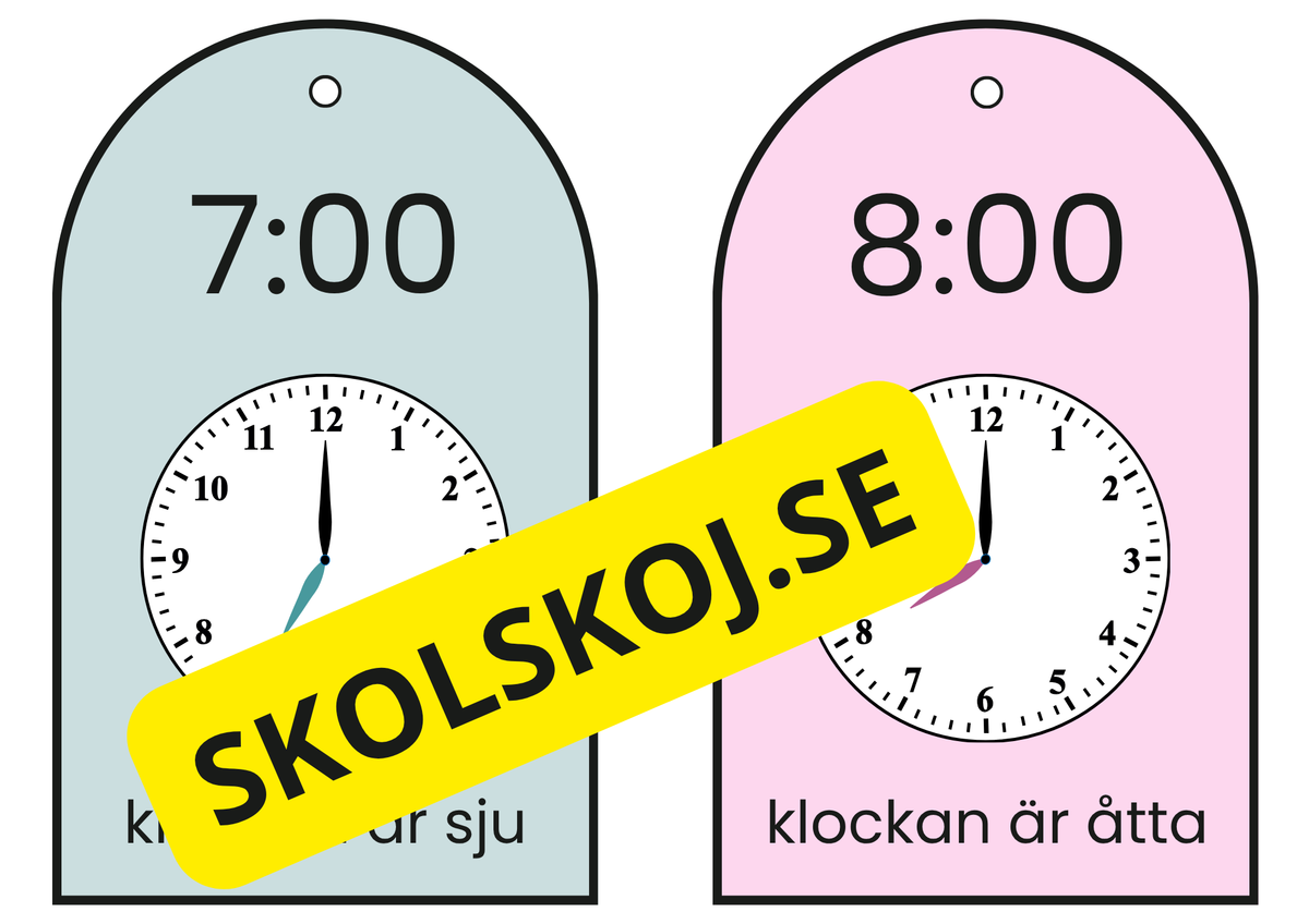 Klockan – hela timmar (kort)