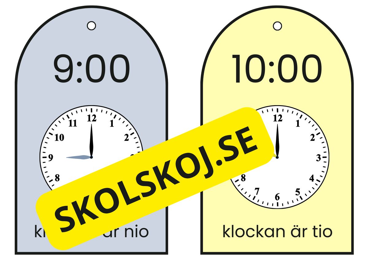 Klockan – hela timmar (kort)